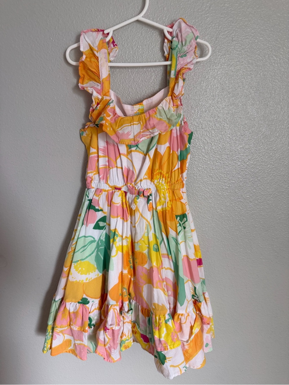 Janie and Jack Girls' Floral Ruffle Sundress - Yellow Pink Green - 10